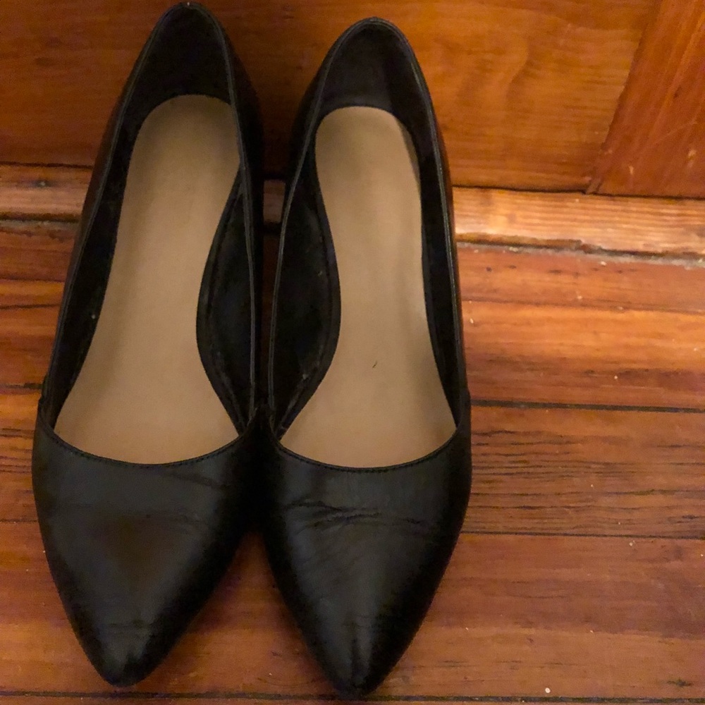 Franco Sarto Black Leather Wedges